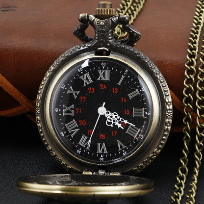 Magic Star Hollow Men's and Women's Digital Quartz Pocket Watch Retro Fashion Necklace Pendant Student Festival Gift