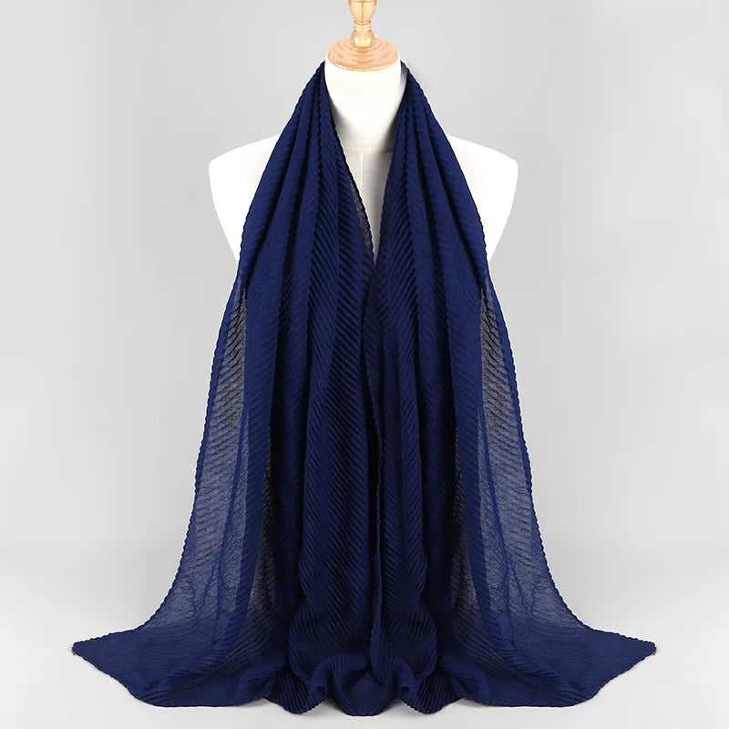Women Plain Cotton Scarf Head Hijab Wrap Solid Full Cover-up Shawls Foulard Femme Headband Crinkle Muslim Hijabs Store 2024 NEW