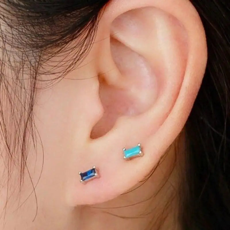 925 Sterling Silver Needle Dark Blue Crystal Silver Earrings Women's Exquisite Heart Blue Pendant Hoop Earrings Luxury Jewelry