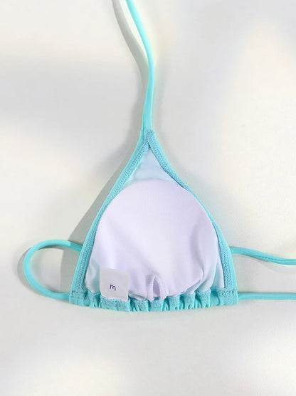 Blue Bikini 2026 Women'S Bandage Bikini Set String Swimsuit New Summer Bathing Suit Sexy Biquini Micro Thongs Beach Wear