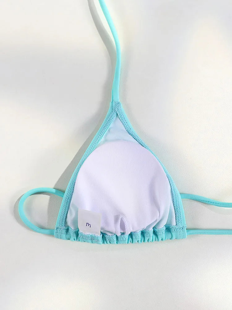 Blue Bikini 2026 Women'S Bandage Bikini Set String Swimsuit New Summer Bathing Suit Sexy Biquini Micro Thongs Beach Wear