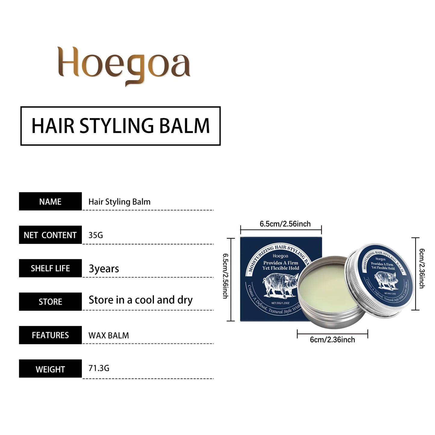 Hair Styling Pomade Mineral Oil White Beeswax Low Shine Strong Hold Non-Greasy Nourishing Smooth Frizz Control Matte Finish