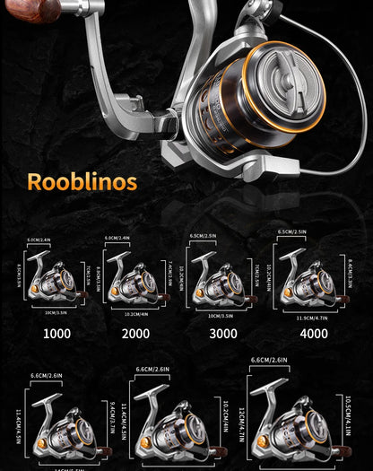 Rooblinos LD Lightweight Spinning Reel 5.2:1 Gear Ratio Smooth Fishing Reel for Trout Bass Freshwater Saltwater Fishing