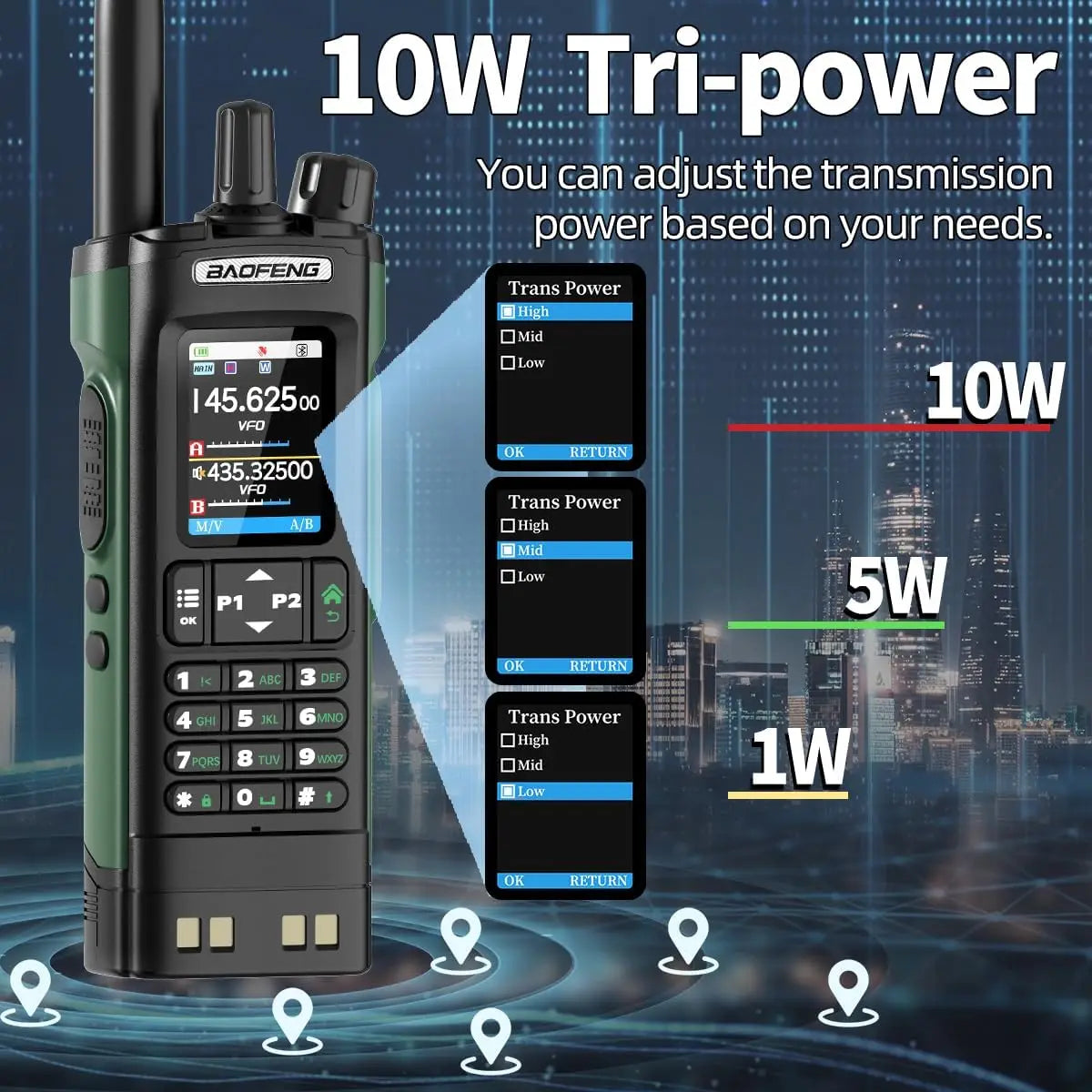 BAOFENG UV 32 Walkie Talkie Long Range GPS 10W Multi Band Wireless Bluetooth Programming Copy Frequency UV32 Ham Radio Camping