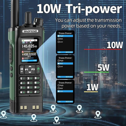 BAOFENG UV 32 Walkie Talkie Long Range GPS 10W Multi Band Wireless Bluetooth Programming Copy Frequency UV32 Ham Radio Camping