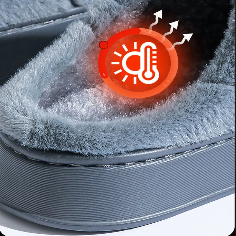 Trend Winter Couple Indoor Non-slip For Men Women Flip Flops Warm Slippers Home Slides Casual bedroom Soft Shoes Big Size 50 51