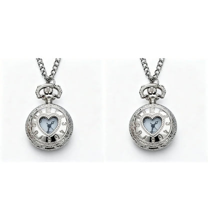 Retro Charm Neutral Small Hollow Heart Carving Quartz Steampunk Pocket Watch Men's and Women's Necklace Pendant Gift