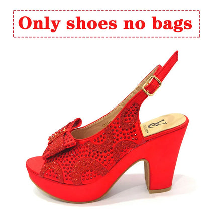 Newest Coming Pointed Toe Italian Design Italian Women Shoes Matching Bags in Silver Color for Wedding Nigerian Ladies Sandals