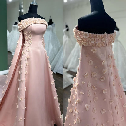 Customized Jiayigong Prom Satin Flower Wedding Party  Gown Strapless Bespoke Occasion  Long Dresses
