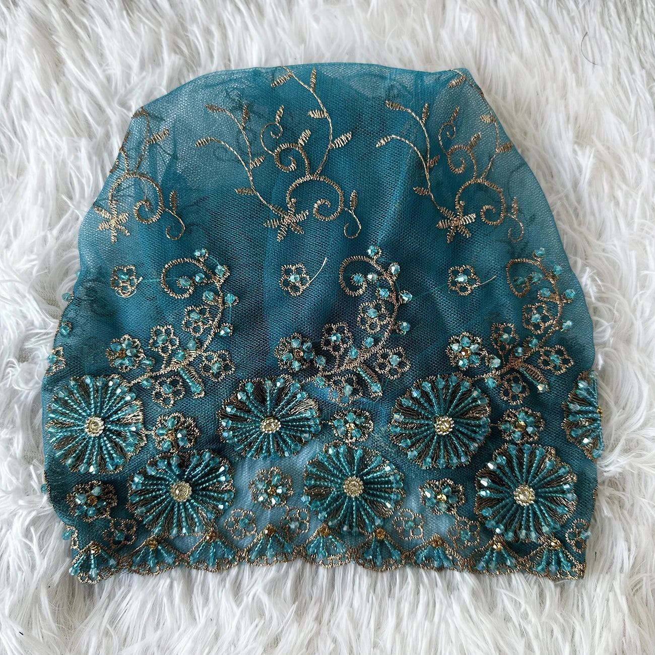 High Quality Lace handcrafted Beaded Turban Hat Female Head Wraps Caps Muslim Women Headscarf Bonnet Ready to Wear Inner Hijabs