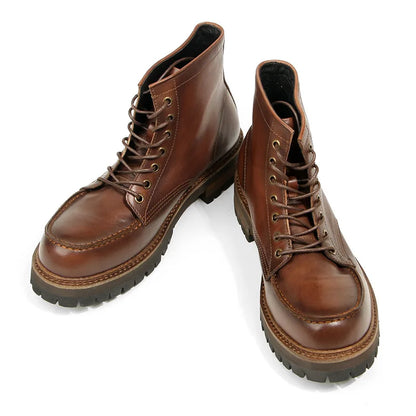 Vintage Work Boots Men's Winter High-top Leather Boots Men Mid-top Short Boots