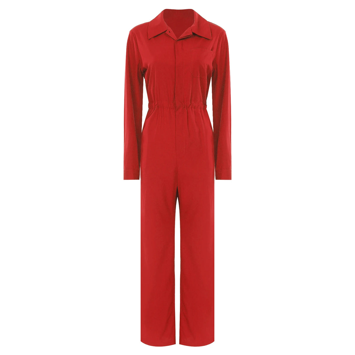 Womens Fashion Work Coverall Rompers Casual Solid Color Turn-Down Collar Long Sleeve Button Jumpsuit Travel Holiday Cargo Pants