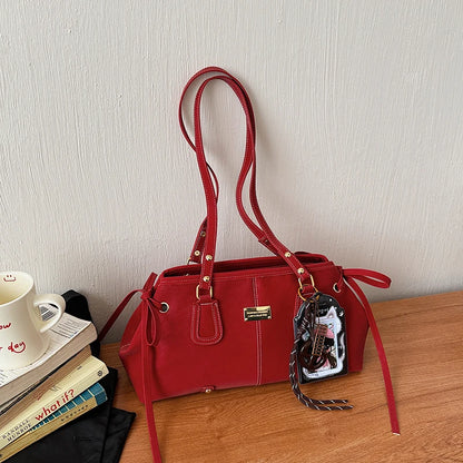 Vsper Y2K Shoulder Bags For Women Dual Straps Large Capacity Doctor Bag With Ornament 2026 Latest Trend Luxury Designer Handbags