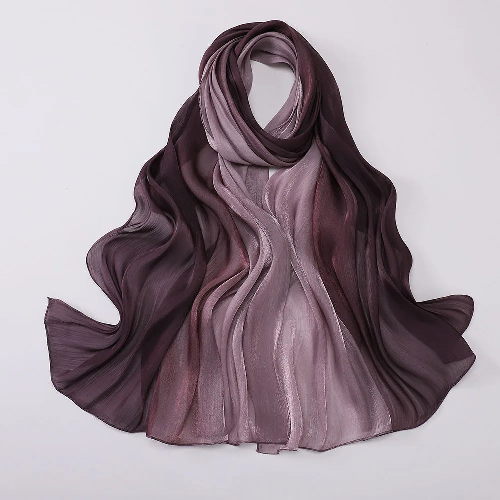 Two-color Shimmer Shiny Satin Hijab Crinkle Scarves Shawl Women Muslim Hijab Crepe Bandana Islamic Shimmer Silk Hijab