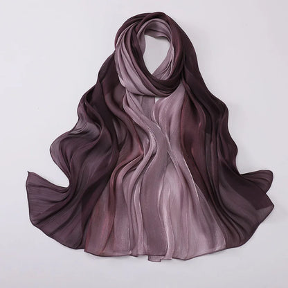 Two-color Shimmer Shiny Satin Hijab Crinkle Scarves Shawl Women Muslim Hijab Crepe Bandana Islamic Shimmer Silk Hijab