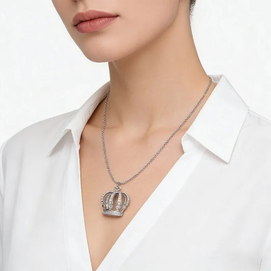 Elegant Crown Pendant Necklace Large Clavicle Chain Sweater Chain Fashion Jewelry Accessory Multiple Colors for Women Girls Gift