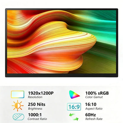 13.3-inch Touch Screen Portable Gaming Monitor Laptop Screen Extender FHD 1920x1200P IPS Touchscreen Monitor With Dual Speaker