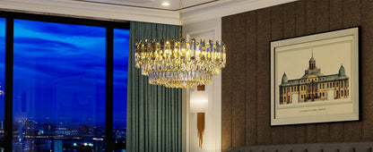 Modern K9 Crystal Chandelier Round Ceiling Fixtures Pendant Lights Living Room Bedroom