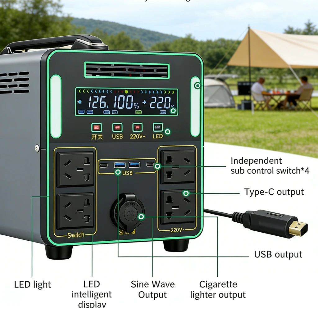 6000W Portable Power Station For Outdoor Camping And Home 5500WH Lifepo4 Battery Solar Generator Emergency Supply