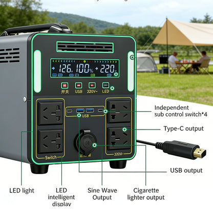 6000W Portable Power Station For Outdoor Camping And Home 5500WH Lifepo4 Battery Solar Generator Emergency Supply