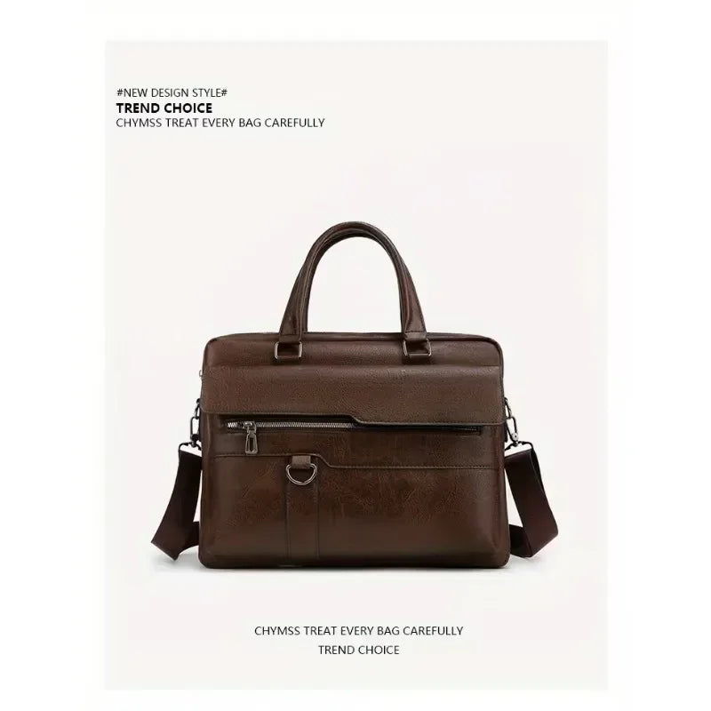PU Business Briefcase - A Lightweight Cross-body Bag with Ample Capacity, Perfect for Daily Commuting.