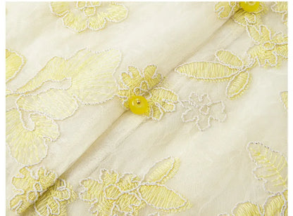 VIMLY Women's Vest 2026 Summer Casual Yellow Floral Embroidery Stand Collar New Chinese Style Sleeveless Jacket Ladies A5251