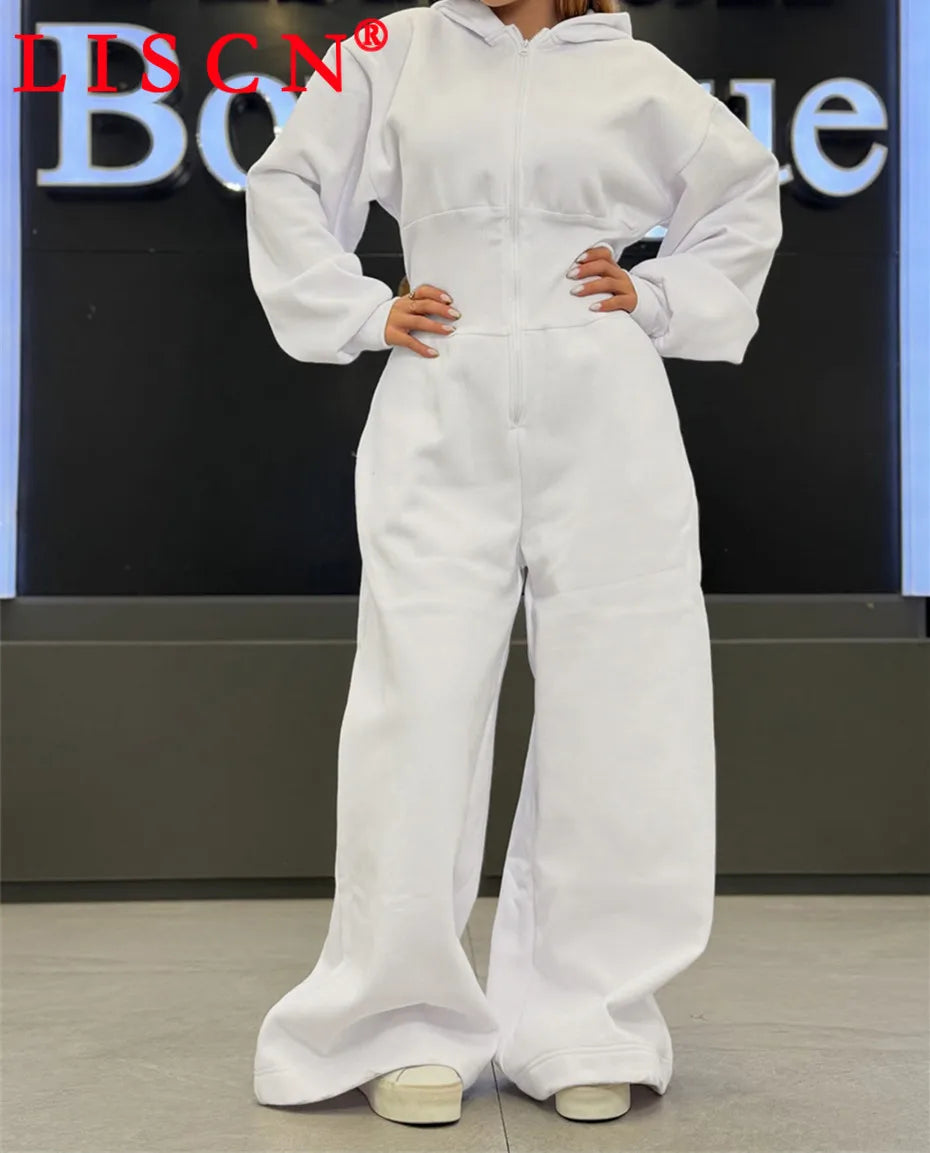 5 Bulk Items Wholesale Lots Rompers Womens Jumpsuits Long Sleeve Hooded Slim Solid Casual Y2k Clothing Street K16131