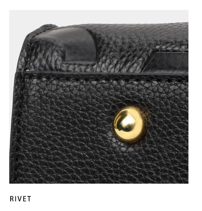 2026 New Large Capacity Contrast Letter Printed Women's Handbag High end Cowhide Mom's Bag