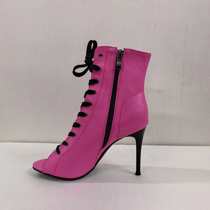 3.7 inches Exotic 9.5cm Heel 7cm Platform Jazz Short Twisted buttocks Boots Nightclub Show Women's Ankle Booties Fetish Punk