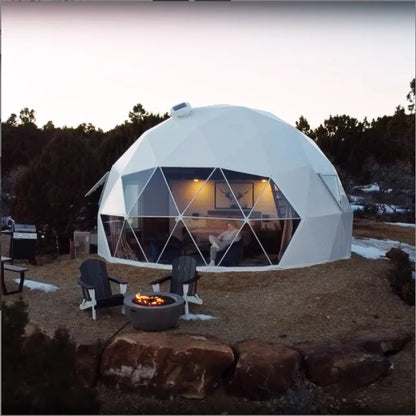 Tents Camping Outdoor Heavy Duty Luxury 6m Geodesic Dome Tent Glamping Dome With Bathroom