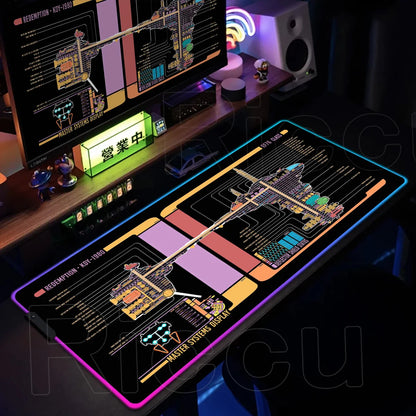 RGB Pc Gamer S-Star Treks Keyboard Expansion Mouse Pad LED Glowing Mat Rubber Backlight Gaming Computer Laptop Home Office Setup