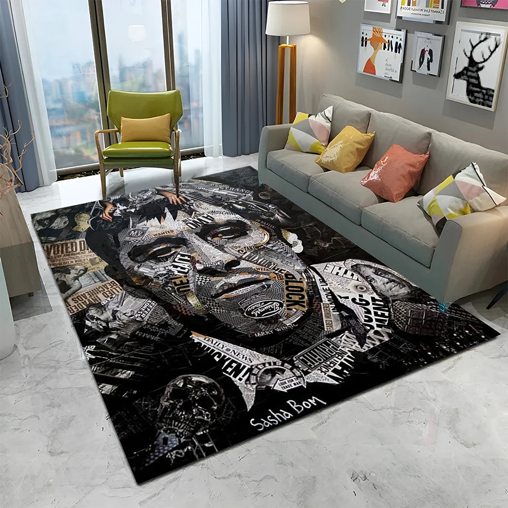 3D Printing Movie Scarface Tony Carpet Rug for Home Living Room Bedroom Sofa Doormat Decor,kids Play Area Rug Non-slip Floor Mat