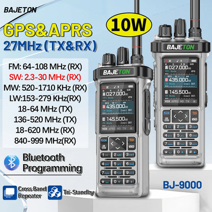 BAJETON BJ-9000 GPS APRS Walkie Talkie 10W CB/SSB/HF 27MHZ Long Range NOAA ShortWave For RT-950PRO RT-950 Ham Two Way Radio