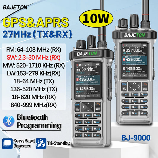 BAJETON BJ-9000 GPS APRS Walkie Talkie 10W CB/SSB/HF 27MHZ Long Range NOAA ShortWave For RT-950PRO RT-950 Ham Two Way Radio