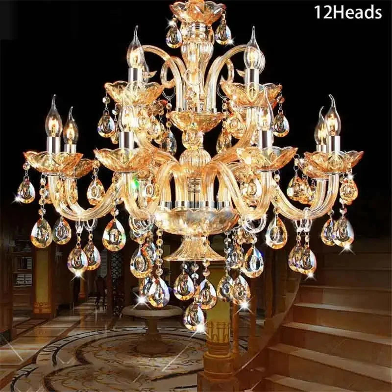K9 Crystal Candle Chandelier decoration simple chandelier crystal light For Living Room Hotel AC110V~240V 6/8/10/12/15/18 Arms
