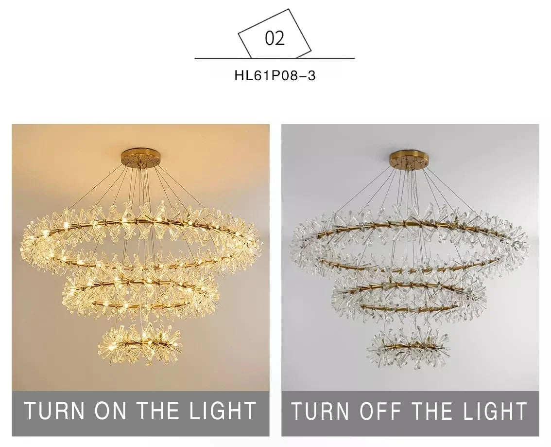 French crystal chandelier, romantic firefly, snowflake, light luxury, modern creativity, warm bedroom, dining room chandeliers