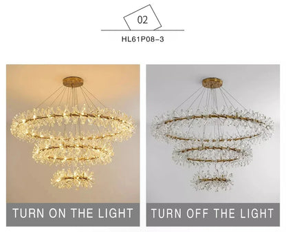 French crystal chandelier, romantic firefly, snowflake, light luxury, modern creativity, warm bedroom, dining room chandeliers