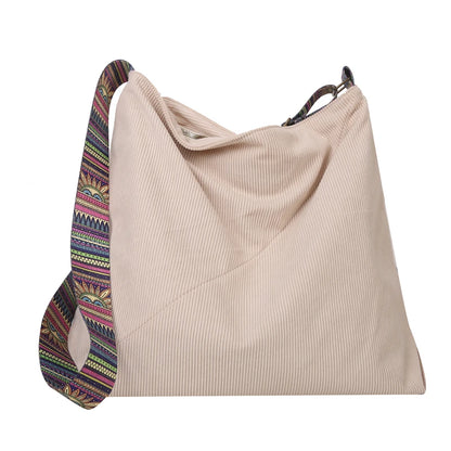 Women Luxury Corduroy Shoulder Bag Large Handbag Big Casual Tote Canvas Lining Solid Cloth Purse Zipper Crossbody Messenger Bags