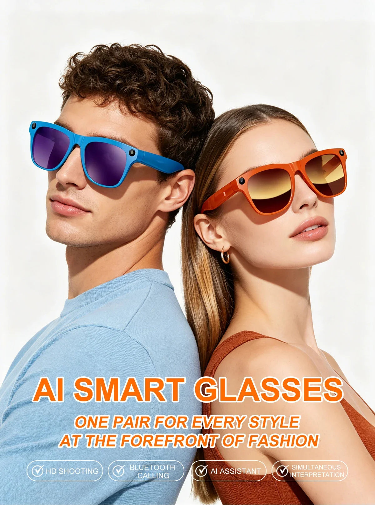 Smart Glasses 8K HD AI Photography Recording Intelligent Object Recognition 290mAh Battery Bluetooth Voice Assistant Unisex