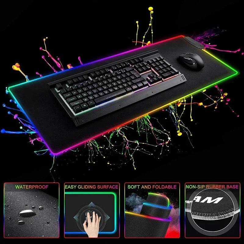 RGB Gaming Mousepad Space Mouse Mats LED Large Gamer Mousepads Keyboard Pads Luminous Desk Mat Final Fantasy Mouse Pad Backlit