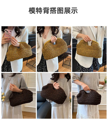 New Summer Beach Bag for Women Clutch Bag Luxury Designer Straw Bags Tote Handbag Fashion Woven Rattan Bags Female Travel Purse