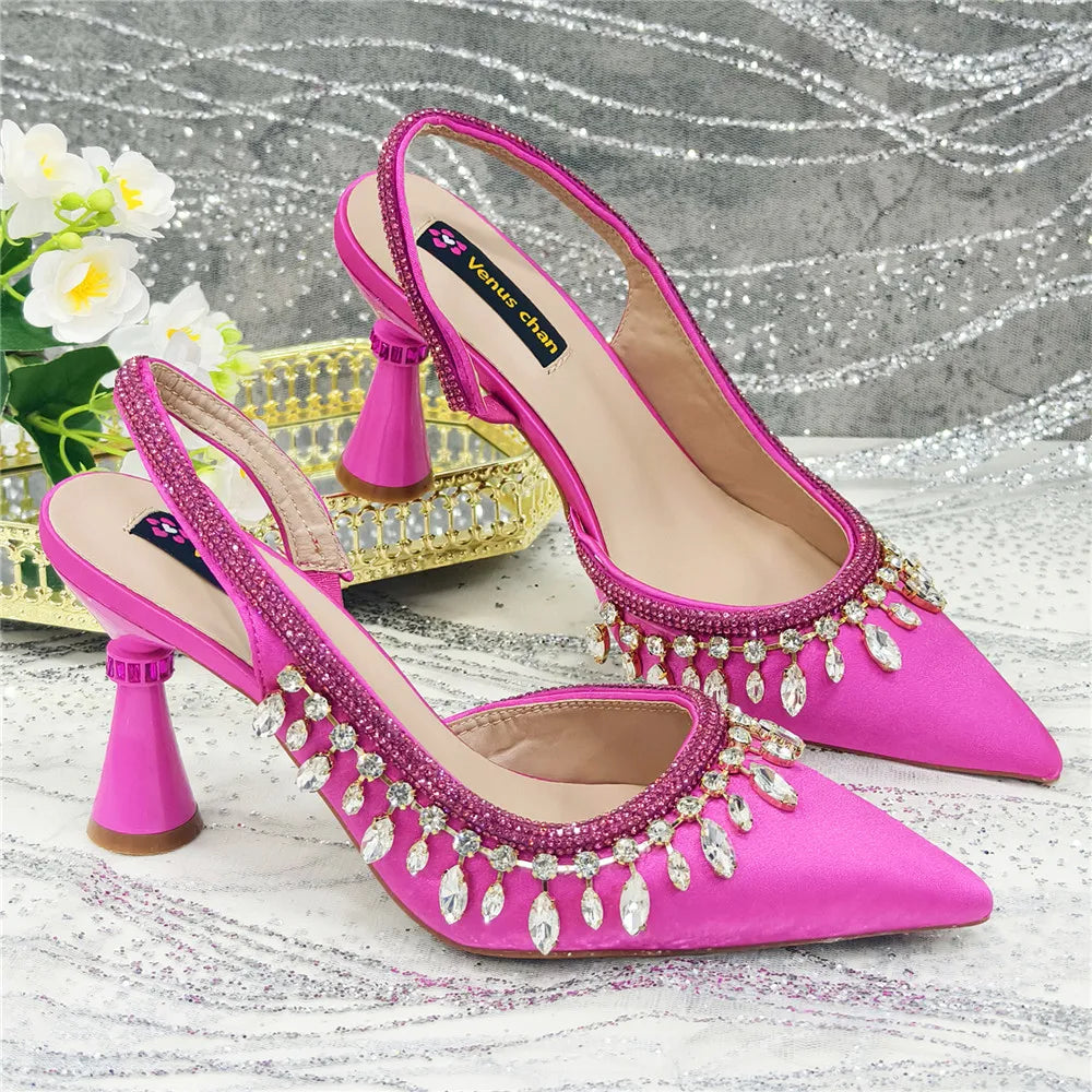 Designer Shoes Women's Luxury 2026 Elegant Crystal Women's Shoes Italian Women's Wedding Rhinestone Nigeria Party Wedding Pump