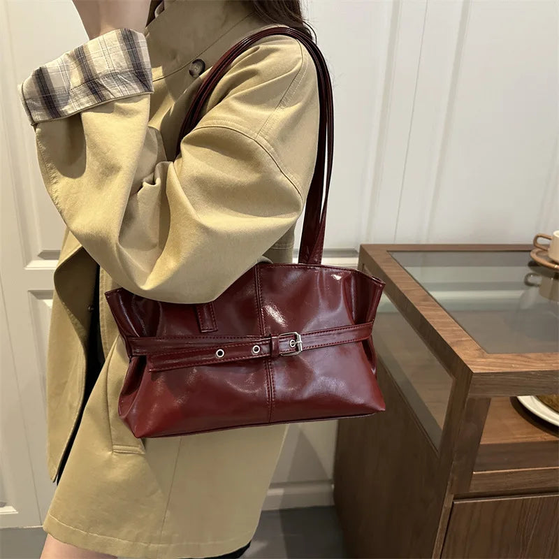 Winter Style Women's Retro Minimalist Tote Shoulder Bag 2025 Autumn Large Capacity Commuting Top-Handle Hand Bags for Women