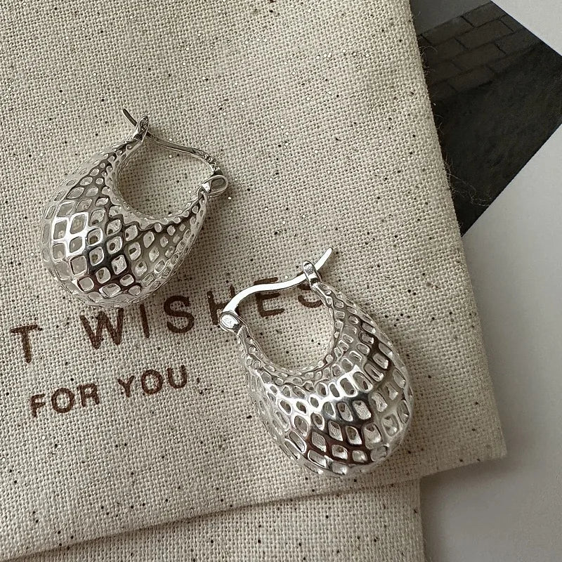 925 Sterling Silver Vintage Earrings For Women Trendy Simple Big Web Earring Jewelry Prevent Allergy Party Accessories