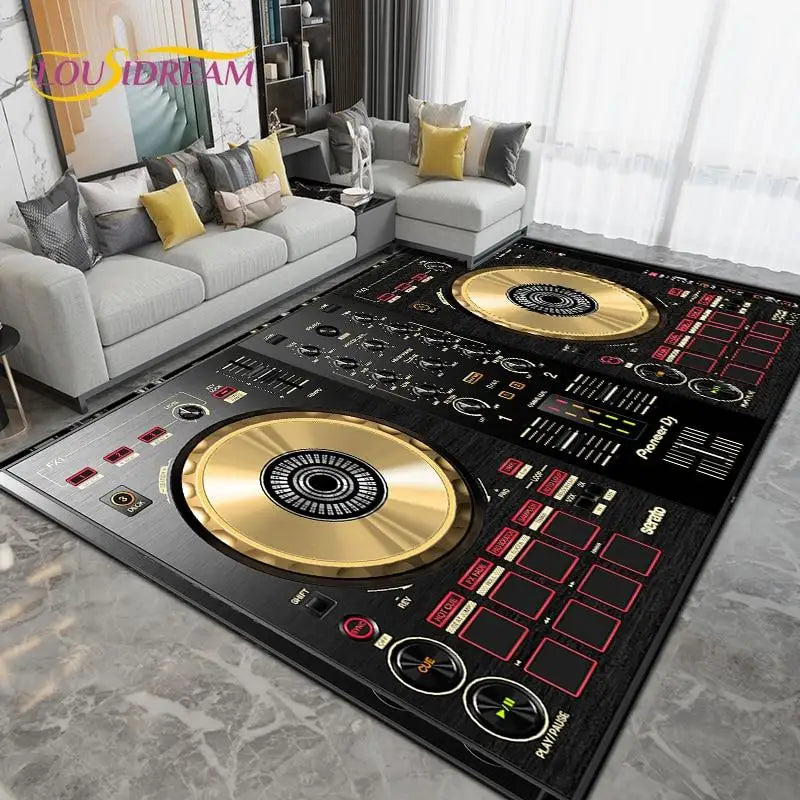 DJ Music Screen Area Rug, Creative Non-Slip Living Room Carpet, Modern Runner Floor Mat for Bedroom & Studio Decor, 1PC