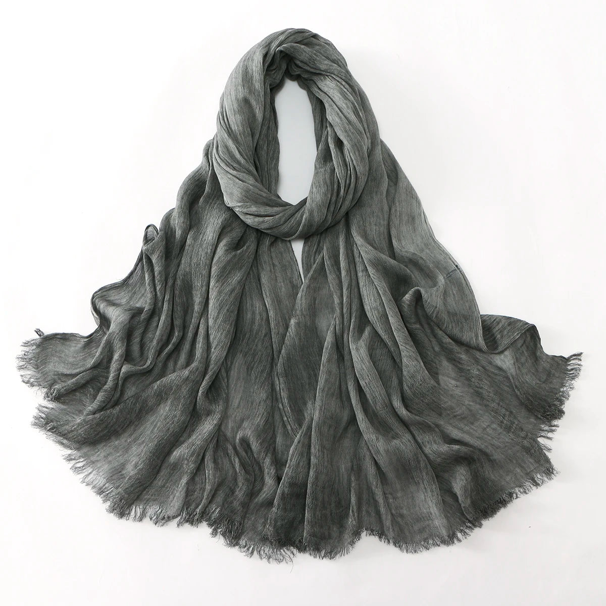 Women Crinkle Modal Rayon Hijab Muslim Scarf Shawls Solid Color Headband Femme Breathable Headwrap Turban Ramanda 180*70cm