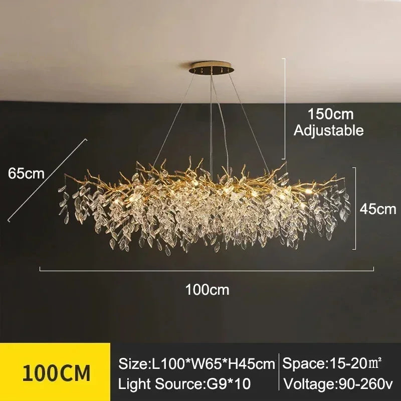 Luxury Modern Crystal Ceiling Chandelier Led Pendant Lamp Dining Table Living Room Bedroom Home Decor Wall Hanging Light Fixture