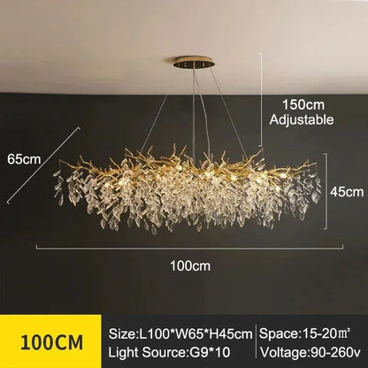 Luxury Modern Crystal Ceiling Chandelier Led Pendant Lamp Dining Table Living Room Bedroom Home Decor Wall Hanging Light Fixture