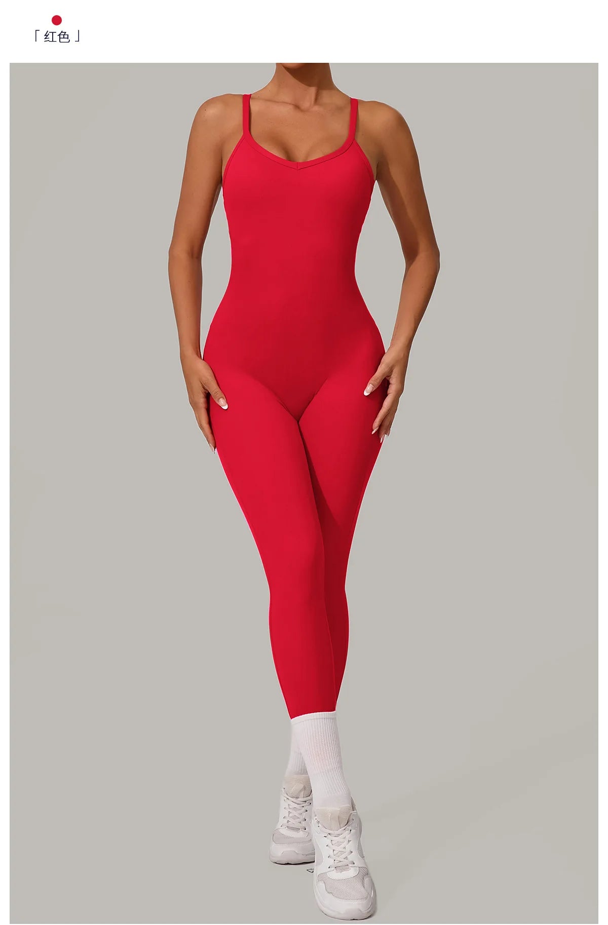New Nylon Pad V-Neck Wrap Yoga Bodysuit - Adjustable Hook Tummy Control Butt Lift Workout Jumpsuit