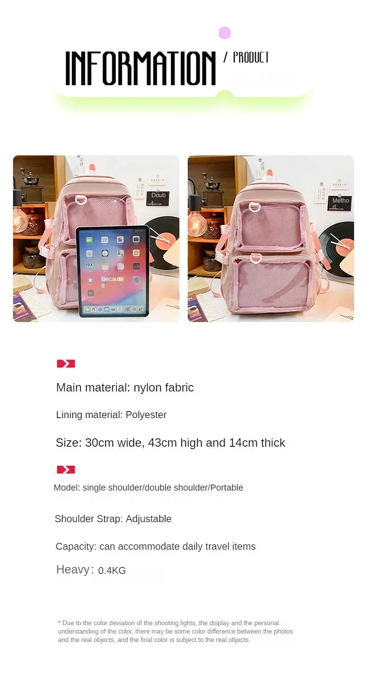 Japanese Kawaii Itabag Women New 2026 Transparent Backpack Women Large Capacity Ita Backpack School Bags for College Student JK